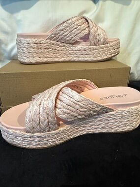 J Slides NWOT Blush Braided Platform Slide Sandals